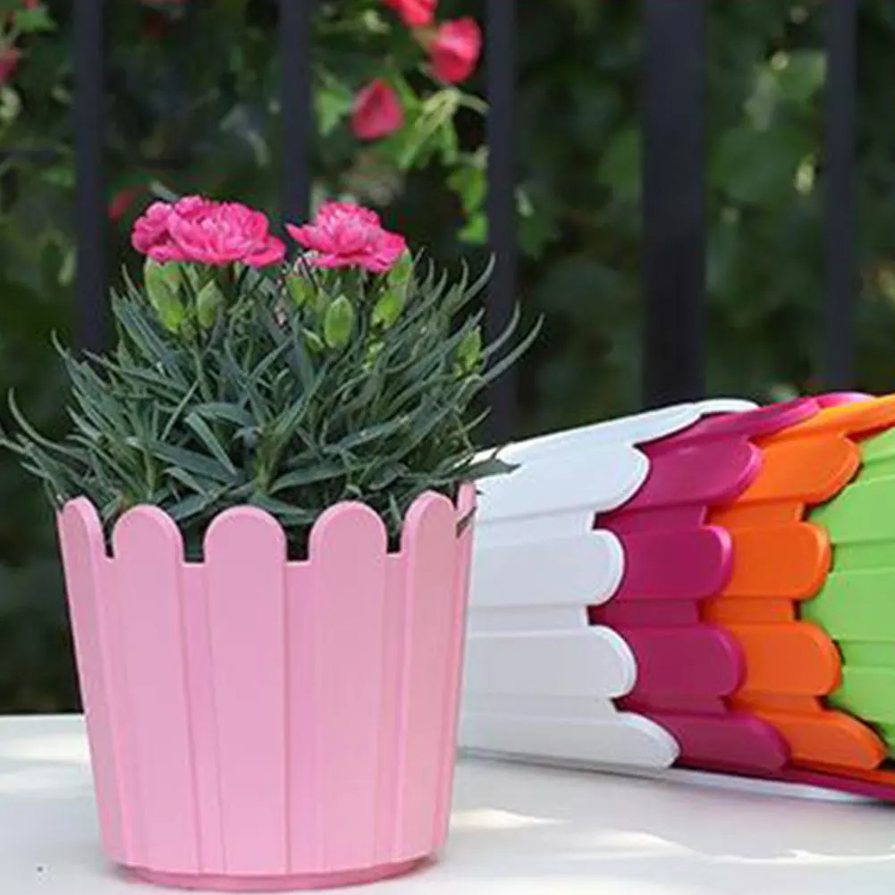 

8PCS Hanging Flower Pot Garden Balcony Wall Planter Plastic Plant Pot Mixed Color Outdoor Indoor Flower Bucket Plant Holder