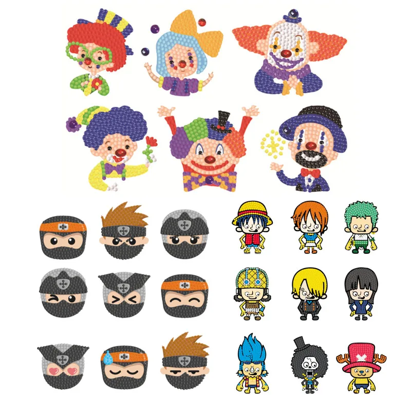 

DIY Diamond Painting Random Stickers 5D kawaii clown anime stickers Refrigerator Stickers Children's Toy Gifts