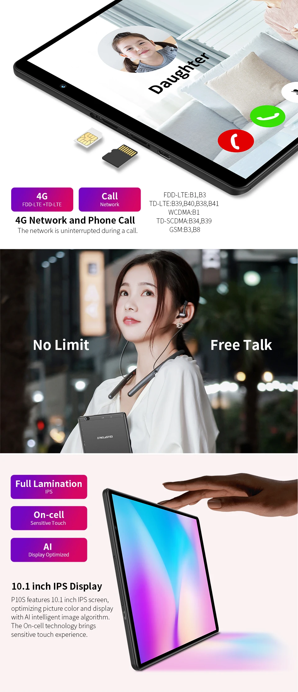 Teclast P10S, 4G, планшет с функцией вызова, Android 9,0, SC9863A, четыре ядра, A55, 10,1 дюймов, 2 Гб ОЗУ, 32 Гб ПЗУ, двойная камера, gps, Wi-Fi, планшеты, ПК, 6000 мА/ч