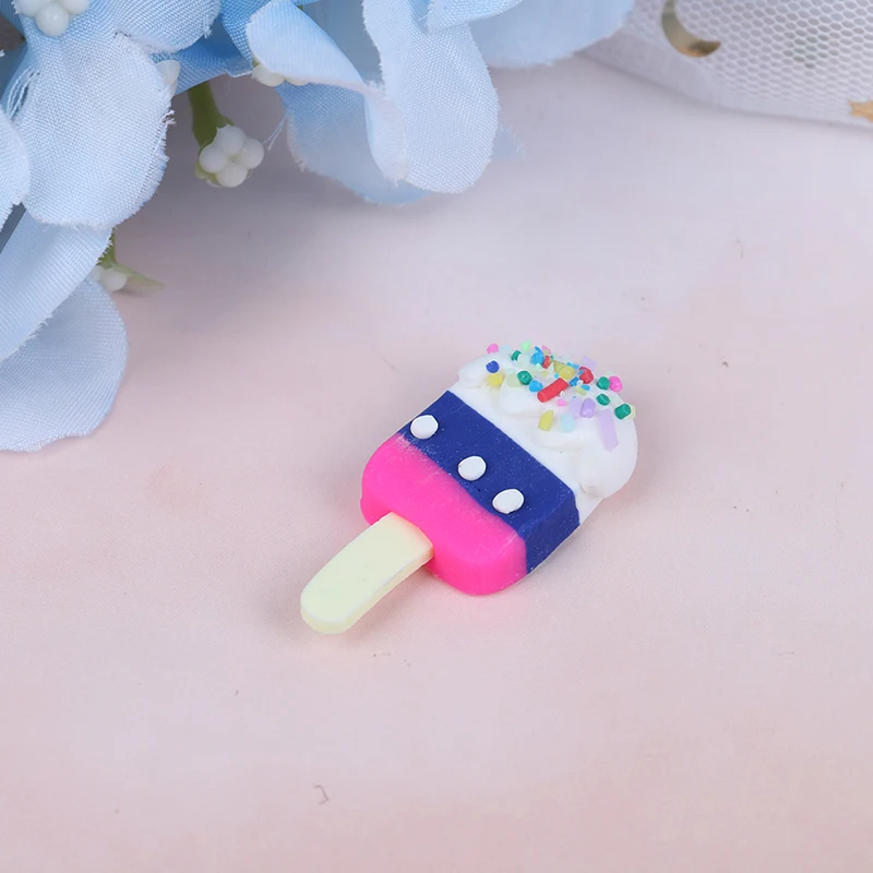 

5pcs/lot Dollhouse Miniature Pretend Toy Mini Soft Ice Cream Bar DIY Ice-lolly Simulation Food For Dolls Accessories