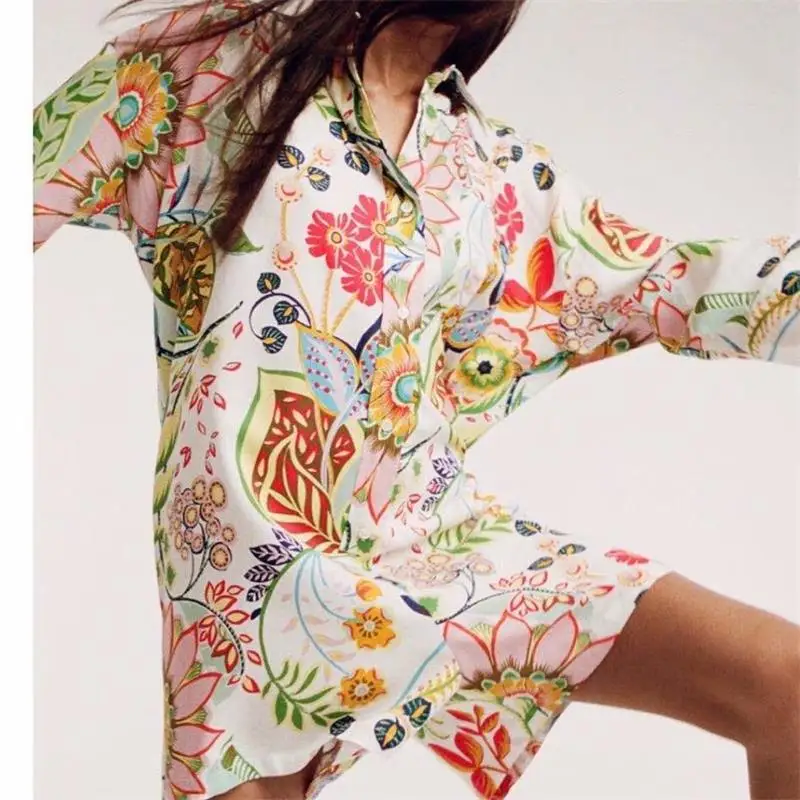 

MESTTRAF Women 2021 Fashion Floral Print Shirt Playsuits Female Loose Shorts Siamese Pocket Rompers Streetwear