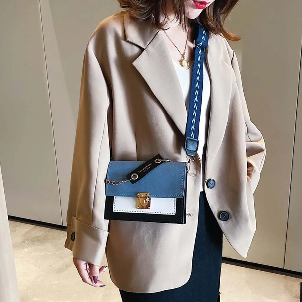 Женская матовая сумка мессенджер контрастных цветов модная маленькая