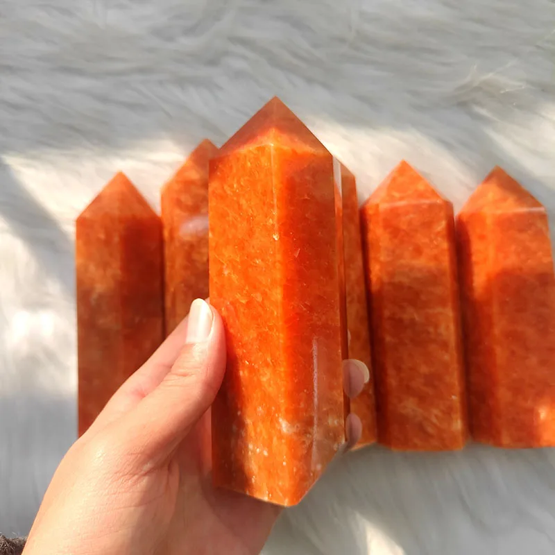 

Hot Sale 14-15cm 500g Natural Crystal Points Healing Sun Stone Towers For Home Decoration DJW