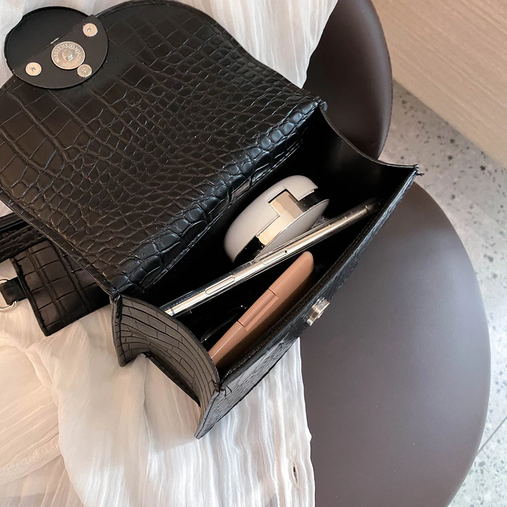 

Fashion Alligator PU Leather Handbag Totes Vintage Women Shoulder Messenger Bags Solid Color Top-handle Crossbody Bag 2021 Trend