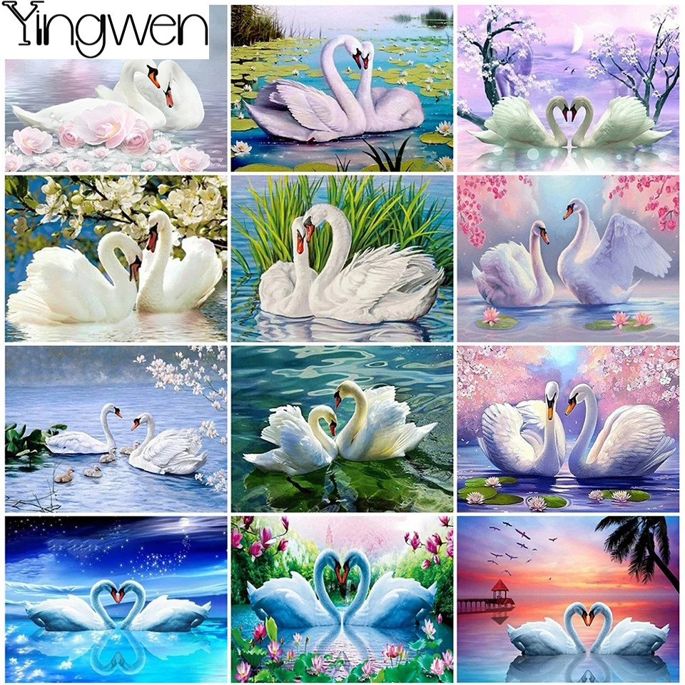 

5D DIY Diamond Painting Swans Diamond Mosaic Animal Cross Stitch Kits Picture Of Rhinestones Beads Embroidery Home Decor Puzzle