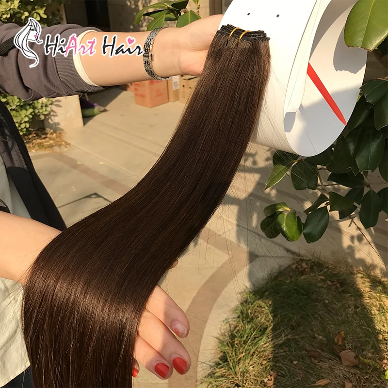 HiArt 100 г Человеческие волосы Remy Weft для салона, двойные прямые волосы для наращивания, натуральные волосы для наращивания на всю голову, густые волосы