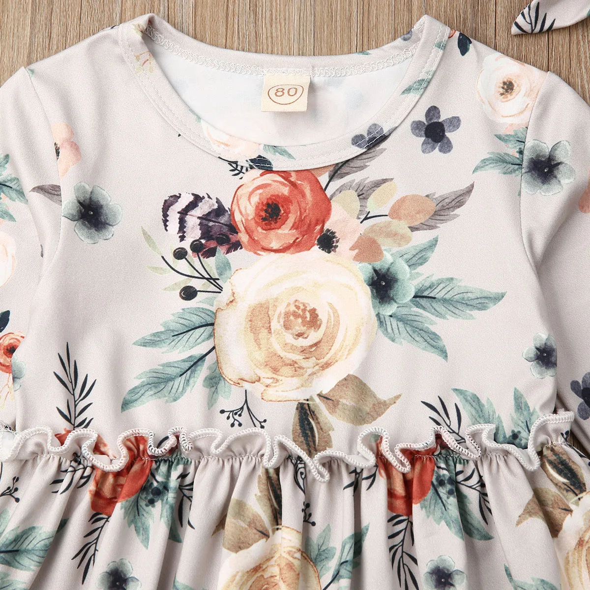 

Autumn Toddler Baby Girl 3M-3T Clothes Long Sleeve Flower Tops+Pants 3PCS Outfits Set