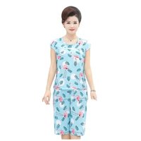 trending products 2020 home clothes fo women pajamas summer lady clothes set middle age clothing printing 2piece set 1838