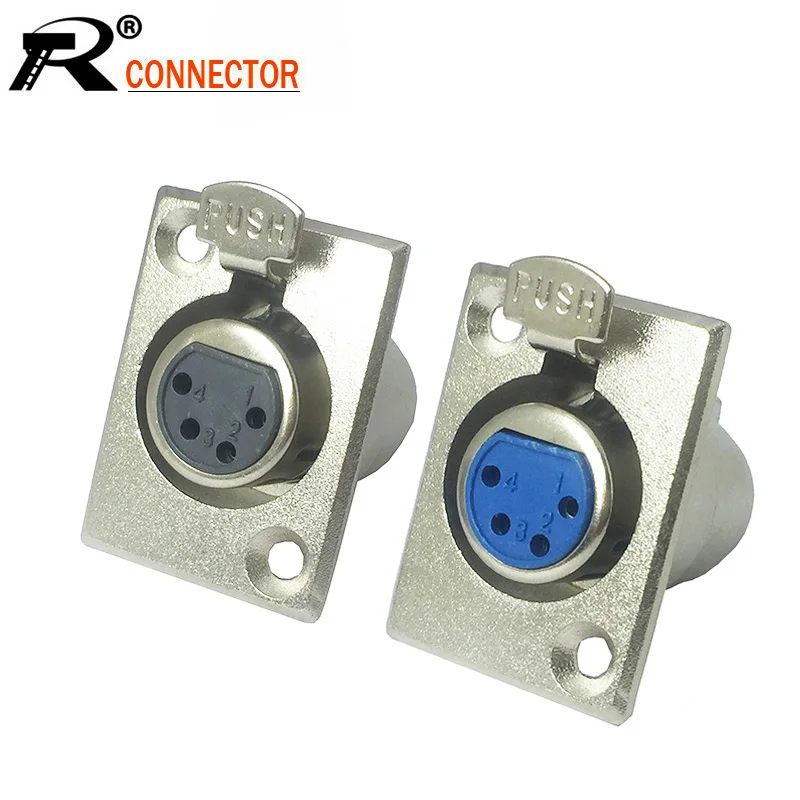 100 шт./лот 4 контактный XLR гнездовой панельный разъем Шасси типа Push type Разъем