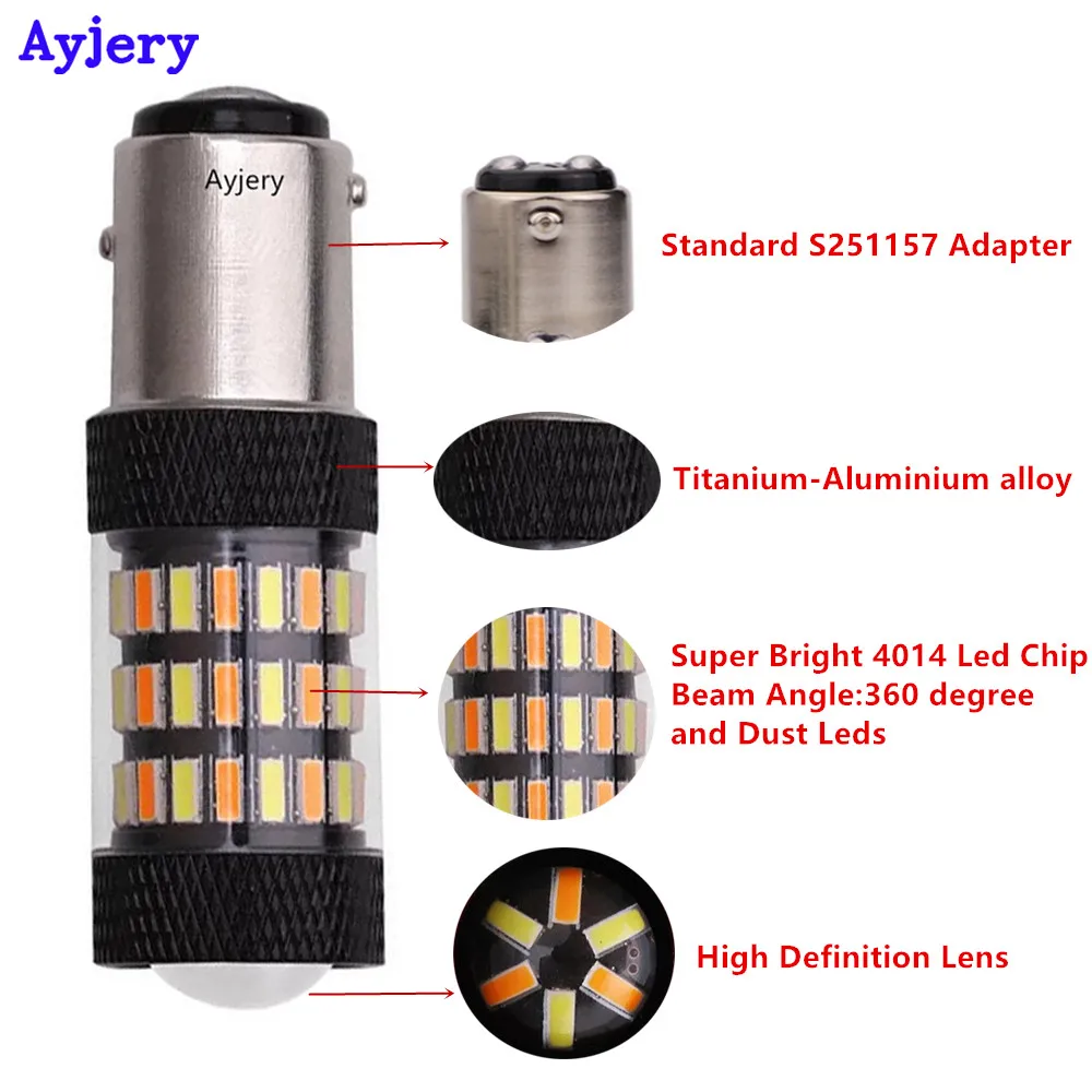 AYJERY 4X 12 В 7443 3157 4014 60 SMD BAY15D 1157 P21/5 Вт Светодиодный ная лампа для автомобисветильник