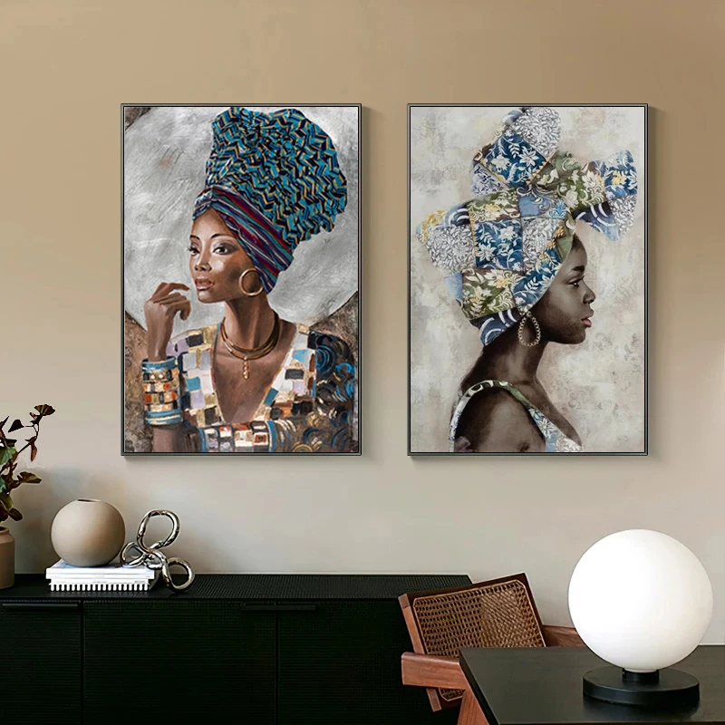 Африканская черная женщина абстрактная фотография Женская Картина на холсте в