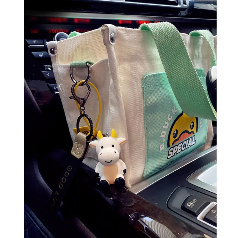 

PVC Lucky Calf Keychain White Pink Blue Red Bull Ox Pendant Cute Bag Car Keyring Jewelry Lanyard Men Women Couple New Year Gift