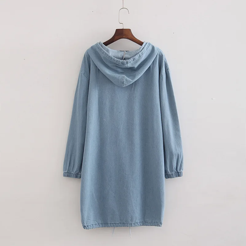 Jurk Nieuwe Lente Losse Hooded Jurken Plus Size Denim Voor Vrouwen Party Dress Vintage Harajuku vestidos |