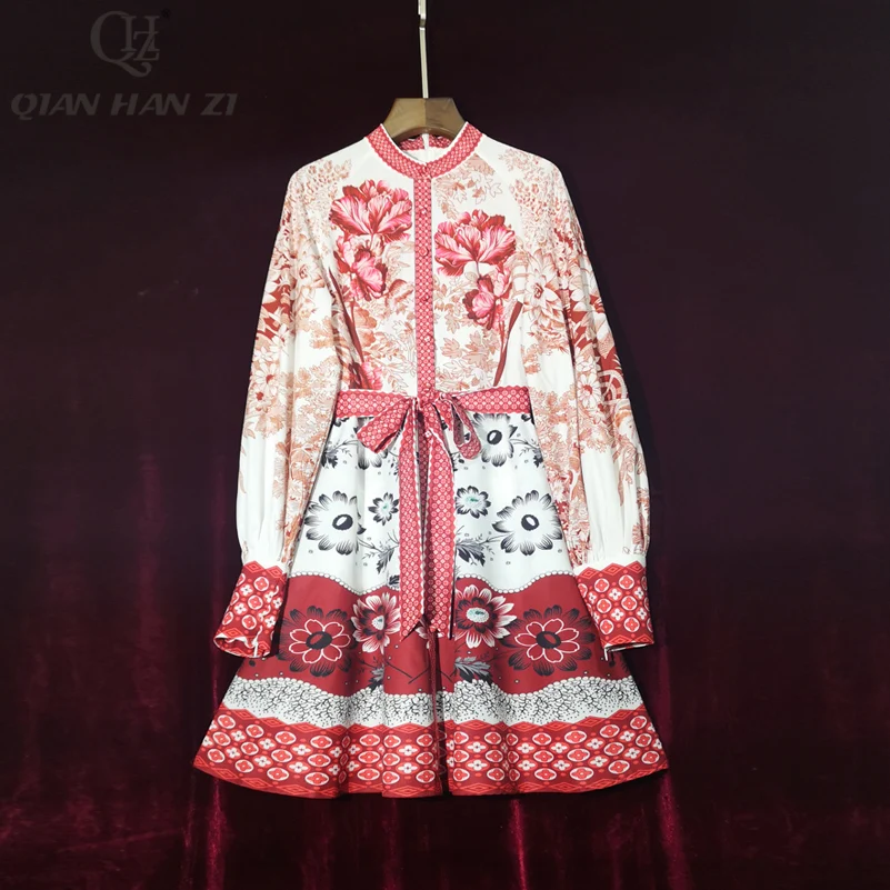 Дизайнерское модное короткое платье Qian Han Zi женское трапеция с рукавами