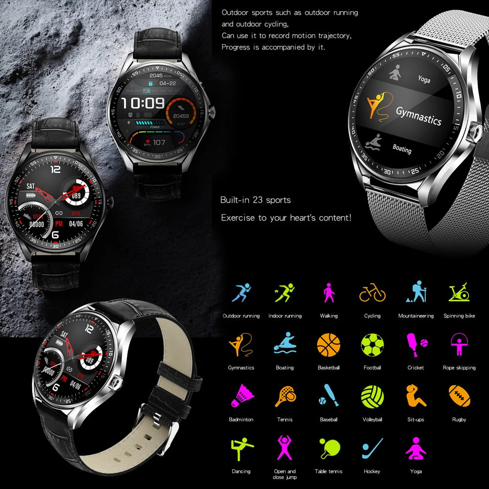 FIOMI Fashion Business Men Smart Watch Women Bluetooth Call Music with Heart Rate Monitoring Custom Dial Touch Водонепроницаемые