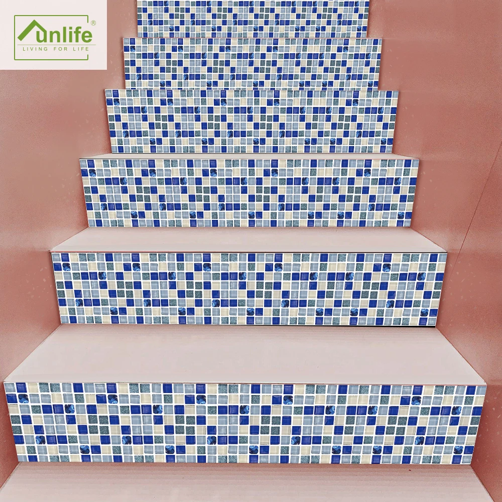 

Funlife®Хрустальные мозаичные наклейки для лестницы, зеркальные наклейки, водостойкие напольные наклейки