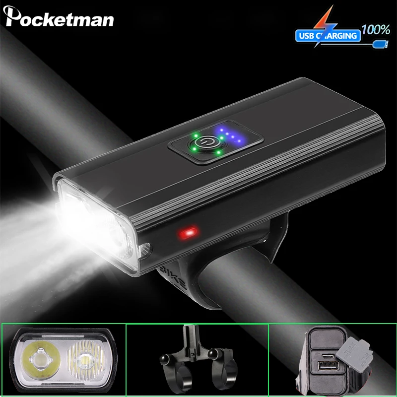 

Светильник фсветильник светильник, водонепроницаемый передний свет со встроенным аккумулятором, 6 режимов работы, зарядка через USB, 10000 люме...