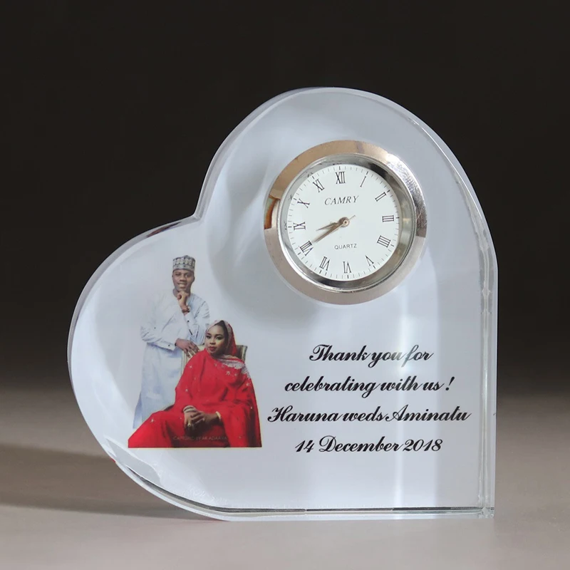 

Crystal heart-shaped love photo frame clock creative ornaments home holiday commemorative gifts