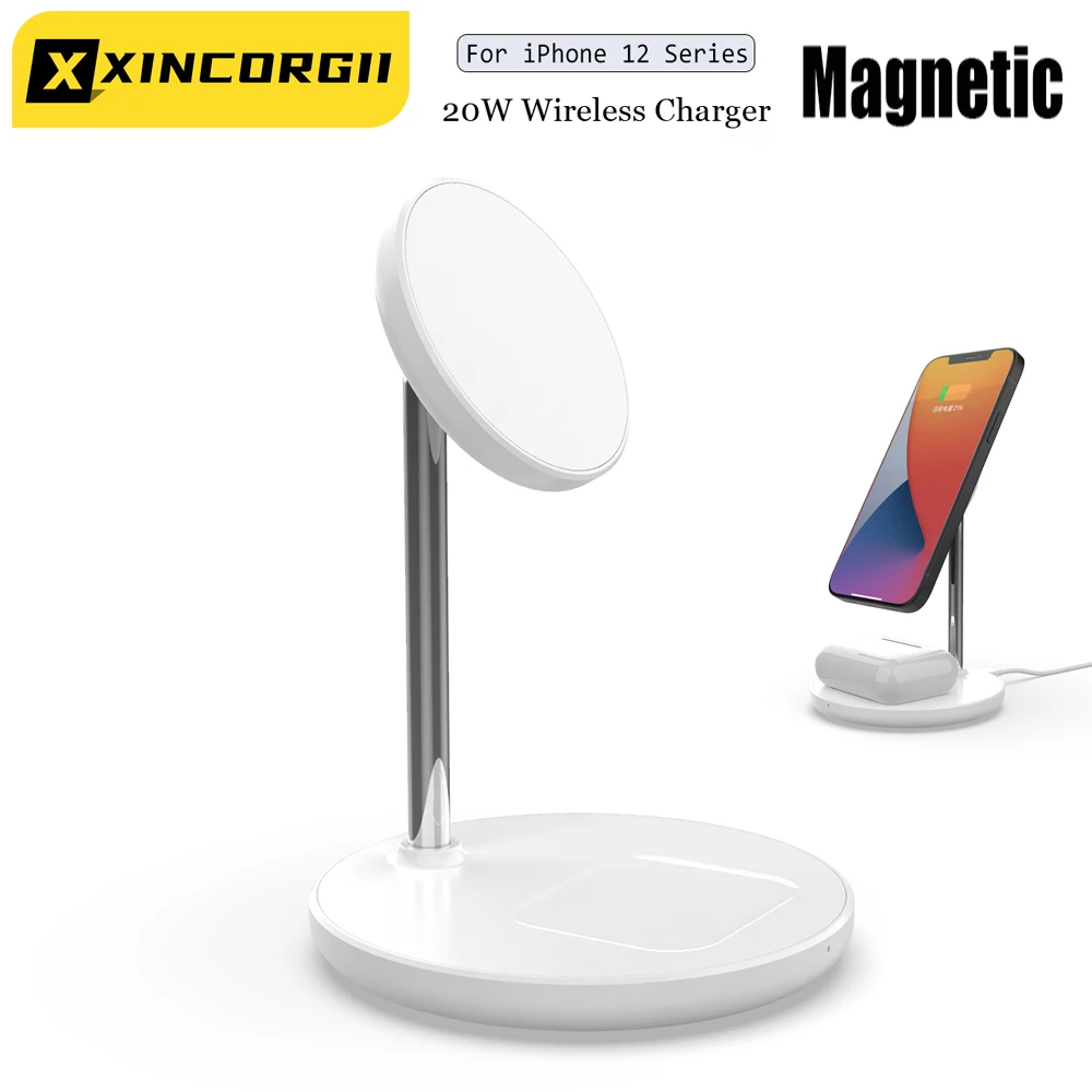 Cargador inal&aacute;mbrico magn&eacute;tico Qi, estaci&oacute;n de carga r&aacute;pida para Iphone 13, 12, 11, XR Pro Max-0