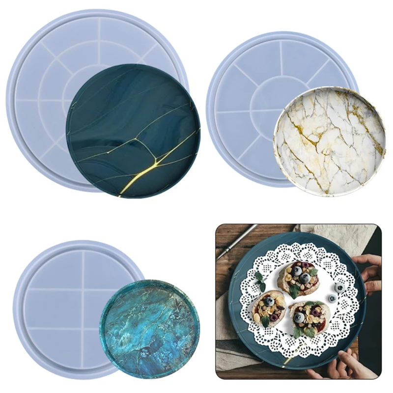 Round Tray Epoxy Resin Mold Fruit Plate Board Coaster Silicone Mould DIY Crafts Ornaments Home Decorations Casting Tools D0LC | Украшения и