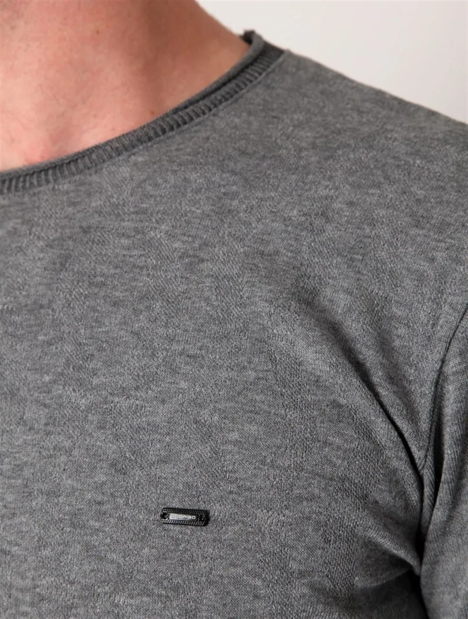 

Crew Neck Jacquard Gray Mens Knitwear Sweater