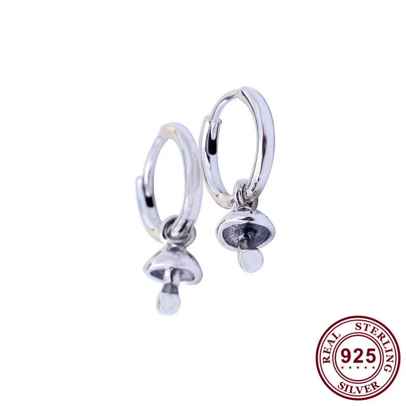 

Original 925 Sterling Silver Pan Earring Shiny With Crystal Mushroom Earrings For Women Wedding Gift Fashion Jewelry