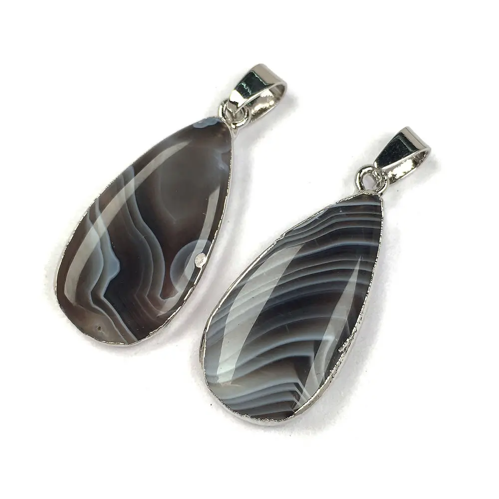 Полосатые Агаты подвески из природного камня в форме капли воды для изготовления