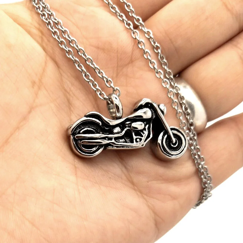 Cremation Punk Stainless Steel Motorcycle Rider Rock Pendant Charm Keepsake Memorial Urn Necklace For Ashes | Украшения и