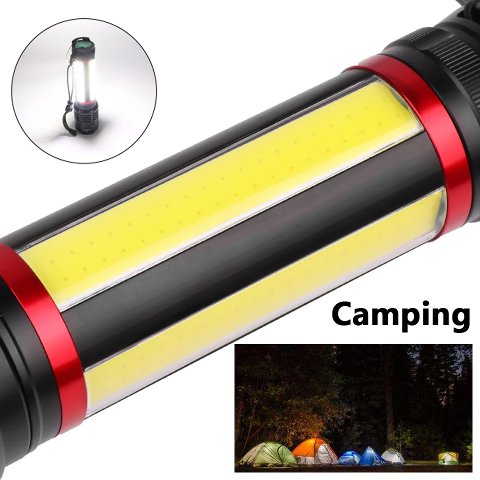 Barato Linterna LED XHP90 Con Batería Integrada 26650, Recargable Vía USB, Potente Linterna Móvil Recargable