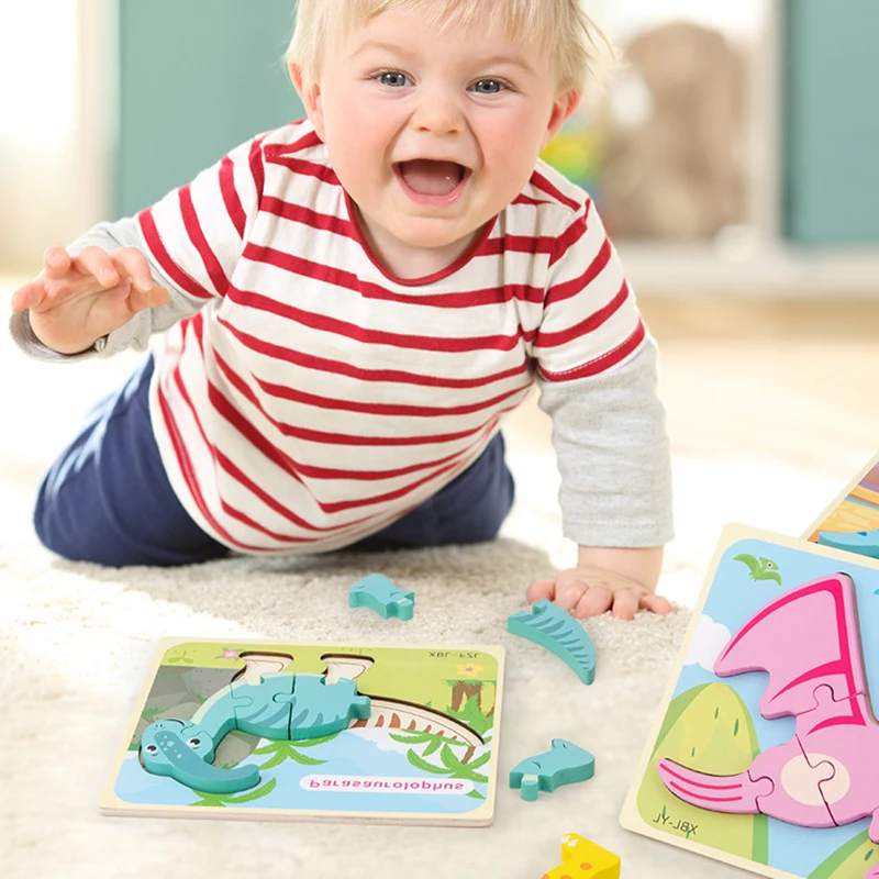 Rompecabezas de madera de dinosaurio para ni&ntilde;os y adultos, juguetes educativos, rompecabezas de madera de mariposa-3