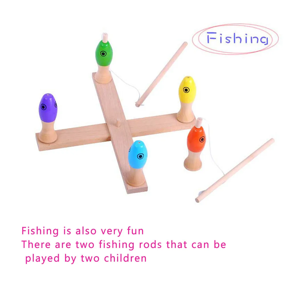 Деревянный детский игрушки магнитная игра рыбалка настольная головоломка 9