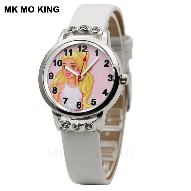 Розовые детские часы с кожаным ремешком модные кварцевые спортивные наручные 7