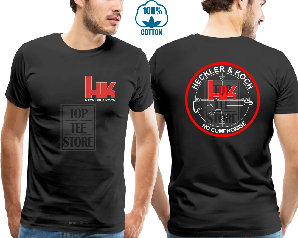 Hk Heckler Koch логотип без компромисса Мужская одежда футболка США S 3Xl 010657|Мужские