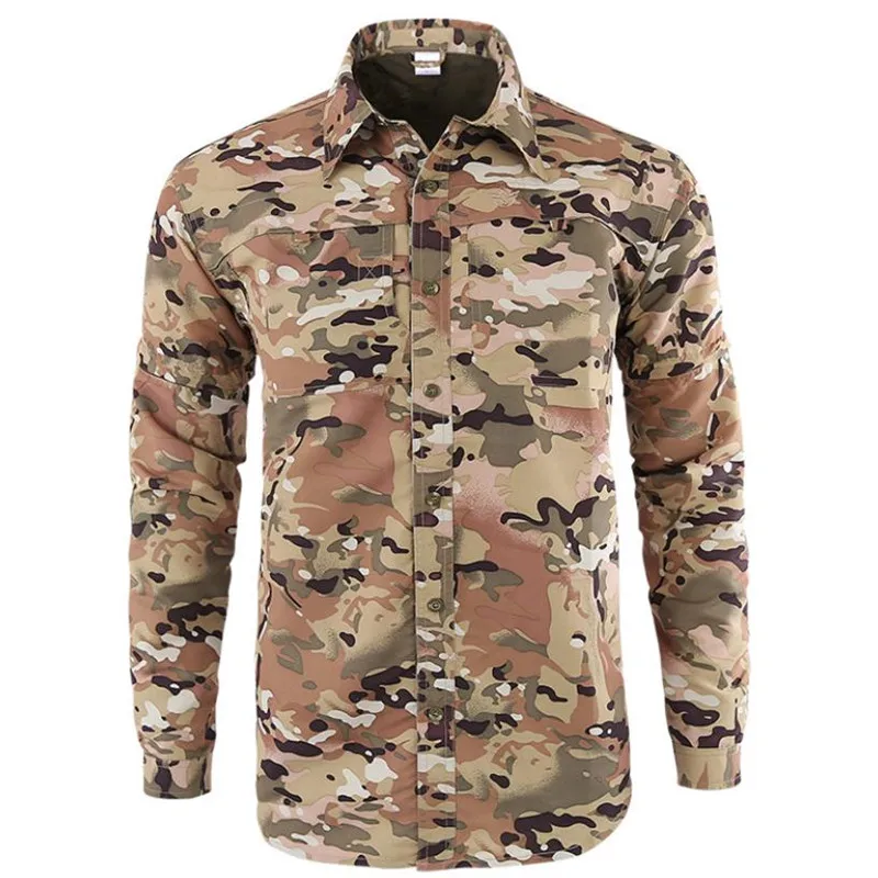 Летняя быстросохнущая рубашка для улицы Мужская походная съемные военные