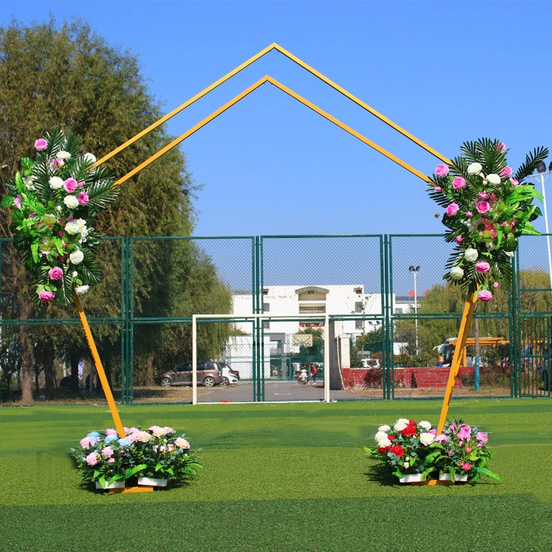 Marco de arco de hierro forjado para boda, marco de fondo de boda, bricolaje, Escena de fiesta de cumplea&ntilde;os, decoraci&oacute;n de c&eacute;sped al aire libre-3