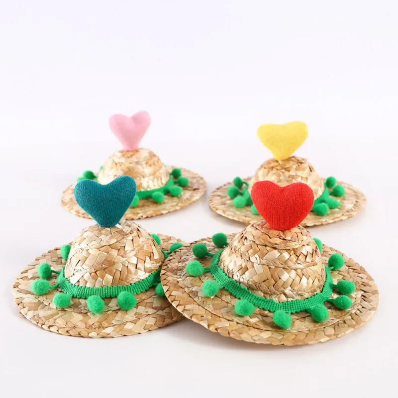 

Pet Outdoor Sunshade Hat for Dog Cat Summer Dog Straw Sun Hat Cap Hawaii Style Sombrero Hats For Pupy Dogs Pet Accessories