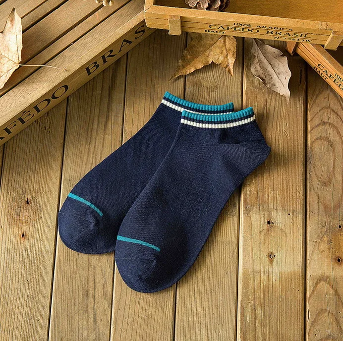 blue black stripes Большие размеры, 5 пар/лот, мужские хлопковые носки, мужские деловые повседневные короткие носки-тапочки, белые, черные, серые, без шоу, мужские подарки, дешево - Цвет: blue black stripes