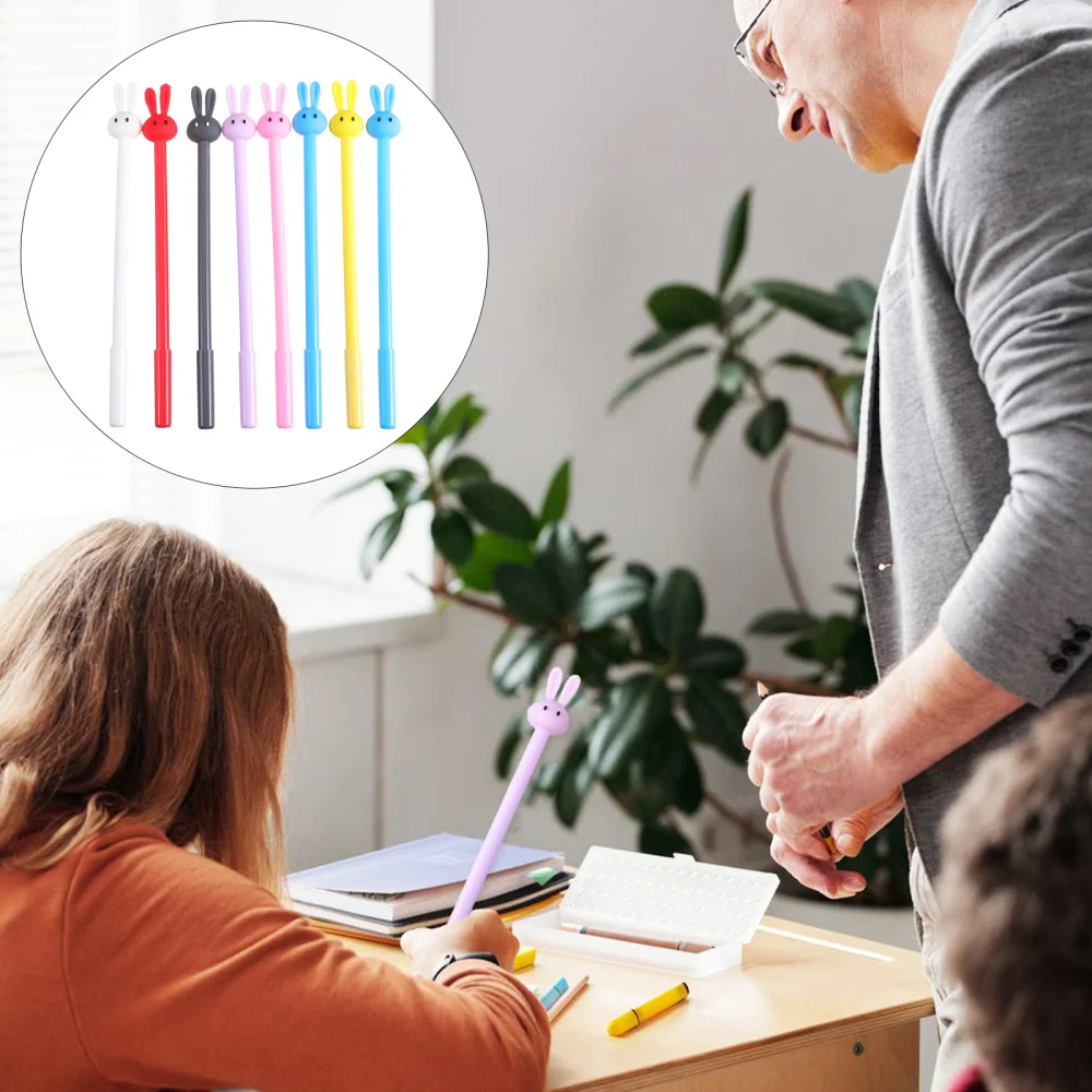 

16Pcs Cartoon Pens Long Ears Rabbit Ink Pens Lovely Student Roller Pens