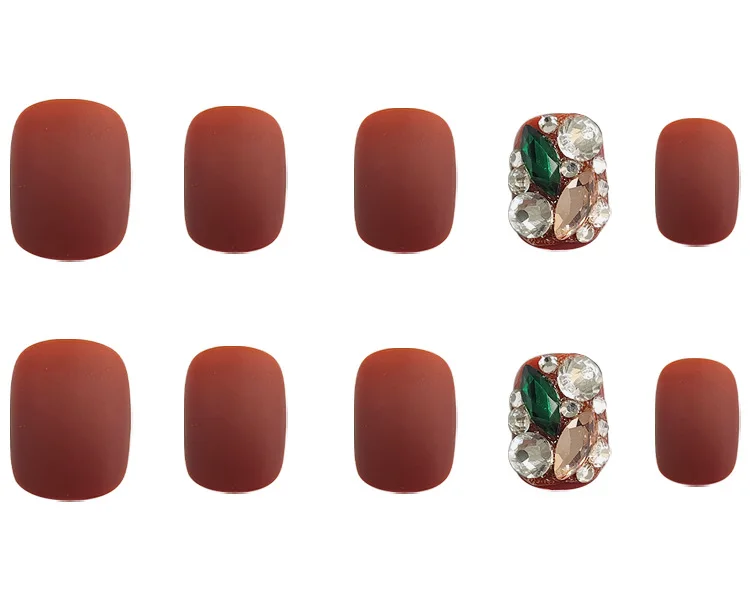 

24pcs Matte Pearl Wear Short Paragraph Fashion Manicure Patch False Nails Save Time Wearable Nail Patch M88