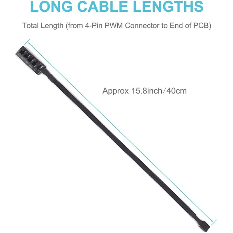 

4 Pin PWM Fan Hub PC 5 Way PC PWM Fan Splitter Hub Adapter Cable for Computer Case Fans 4-Pin & 3-Pin Cooling Fans
