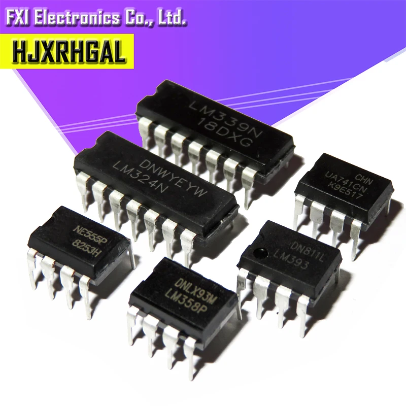 20 шт. усилитель UA741 LM324 LM393 LM339 NE555 LM358 DIP LM358N LM324N LM339N LM393N NE555P UA741CN|Интегральные схемы| |