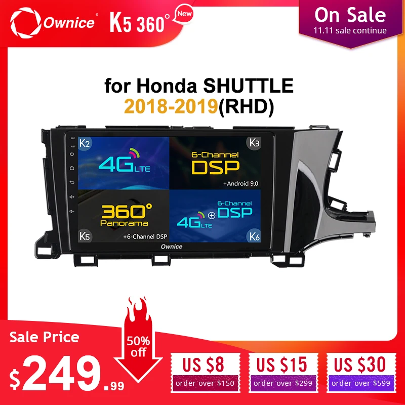 Ownice для Honda SHUTTLE RHD k3 k5 k6 Автомобильный gps Радио Android 9,0 Восьмиядерный DSP SPDIF 4G LTE 360 Panorama автомобильный dvd-плеер