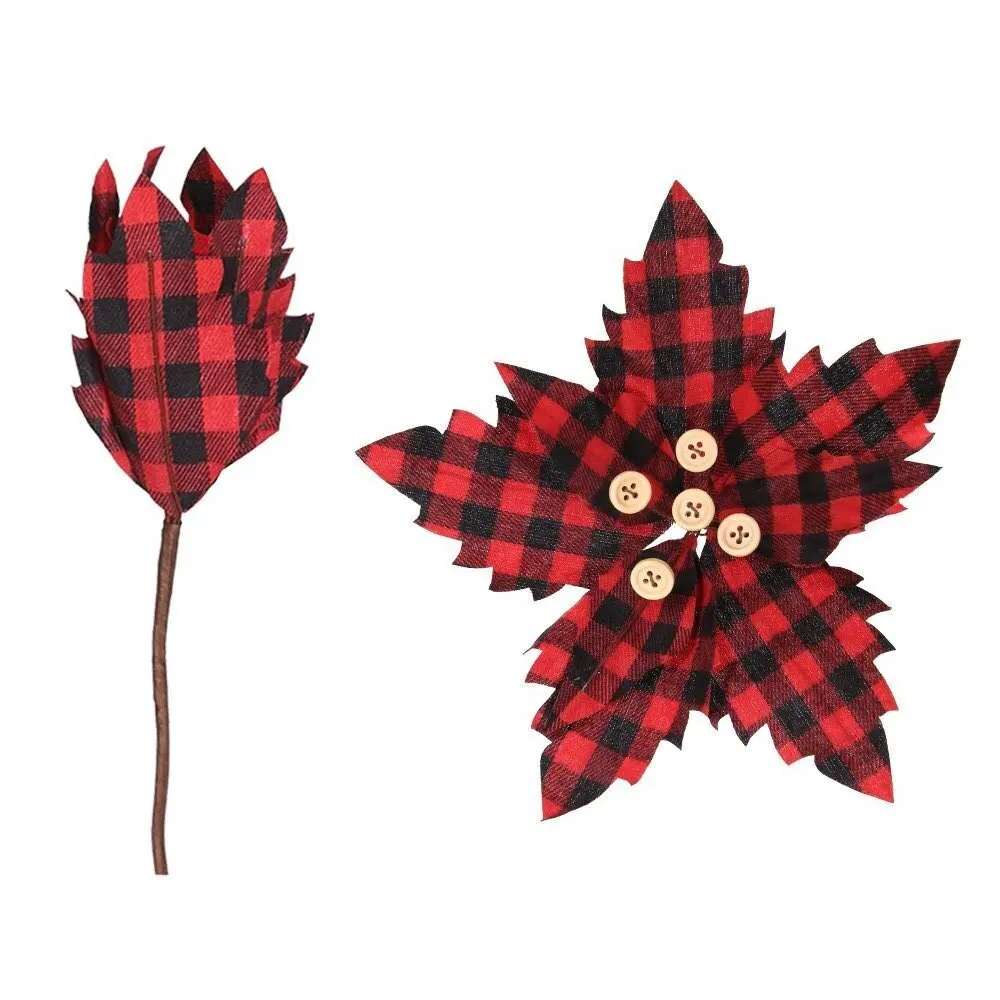 

Christmas Decorations, 24 Cm Fabric Red and Black Plaid Flowers, Holiday Parties, Scene Decorations, Christmas Tree Ornaments,
