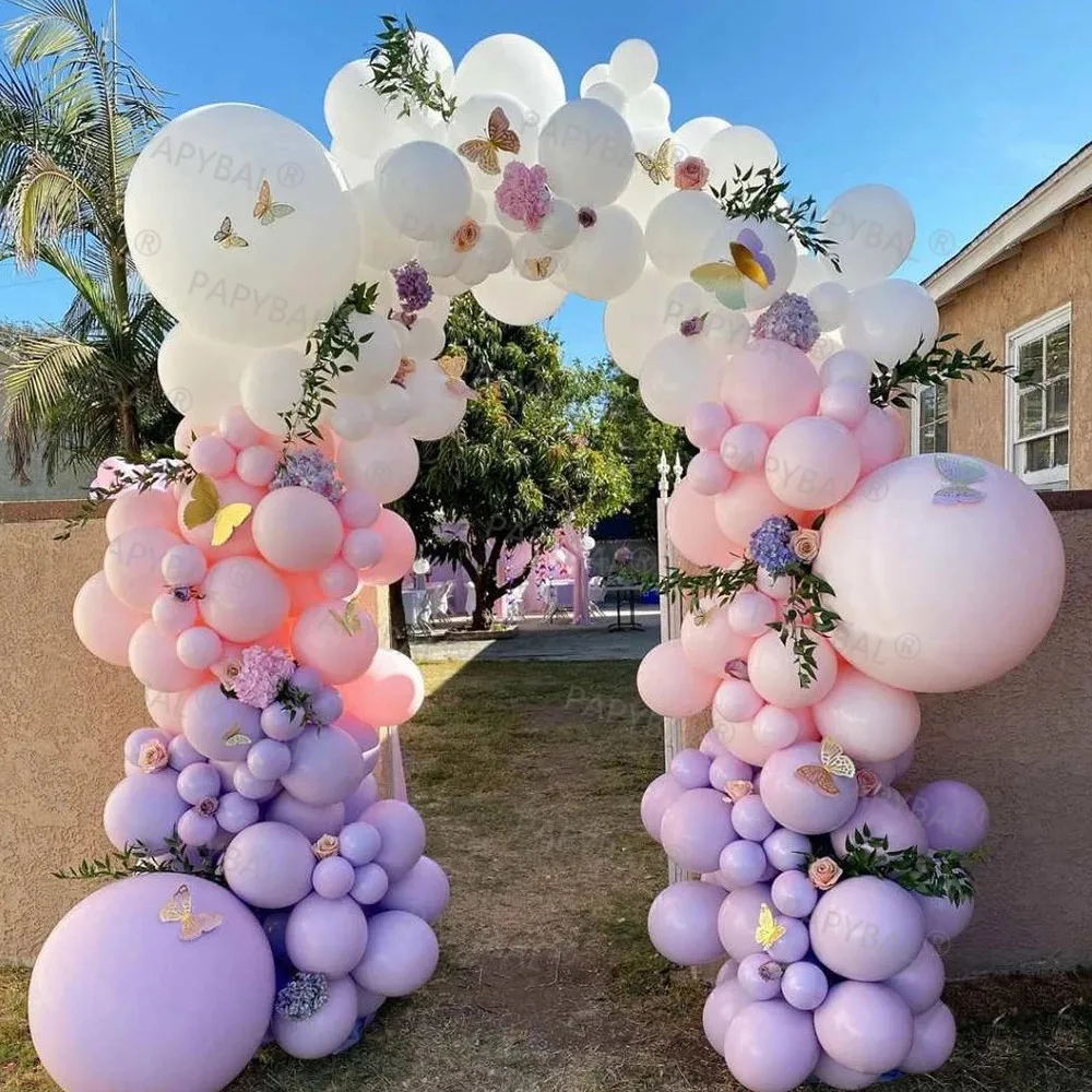 1Set palloncini viola rosa ghirlanda Kit ad arco farfalla compleanno cromo oro aria Globos matrimonio Baby Shower decorazioni per feste forniture