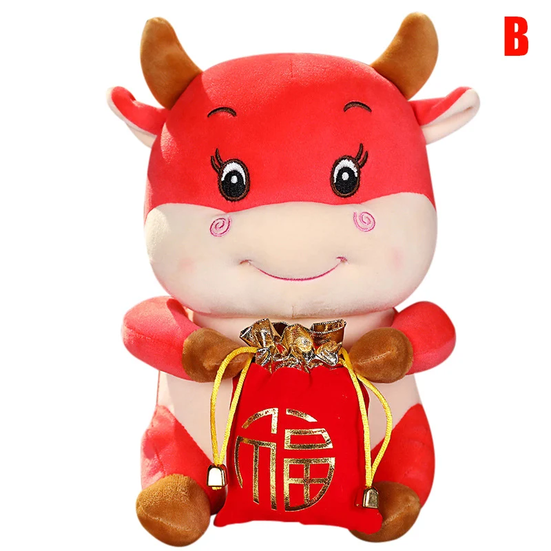 

2021 Hot Chinese Zodiac Year of the Ox Plush Toy Cushion Pillow Home Decorations Good Wishes for Friend Family FEA889