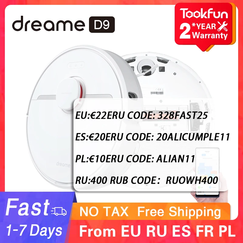 2021 Dreame D9 Robot Vacuum Cleaner for home Sweeping Washing Mopping 3000PA cyclone Suction Dust MIJIA APP WIFI Smart Planned