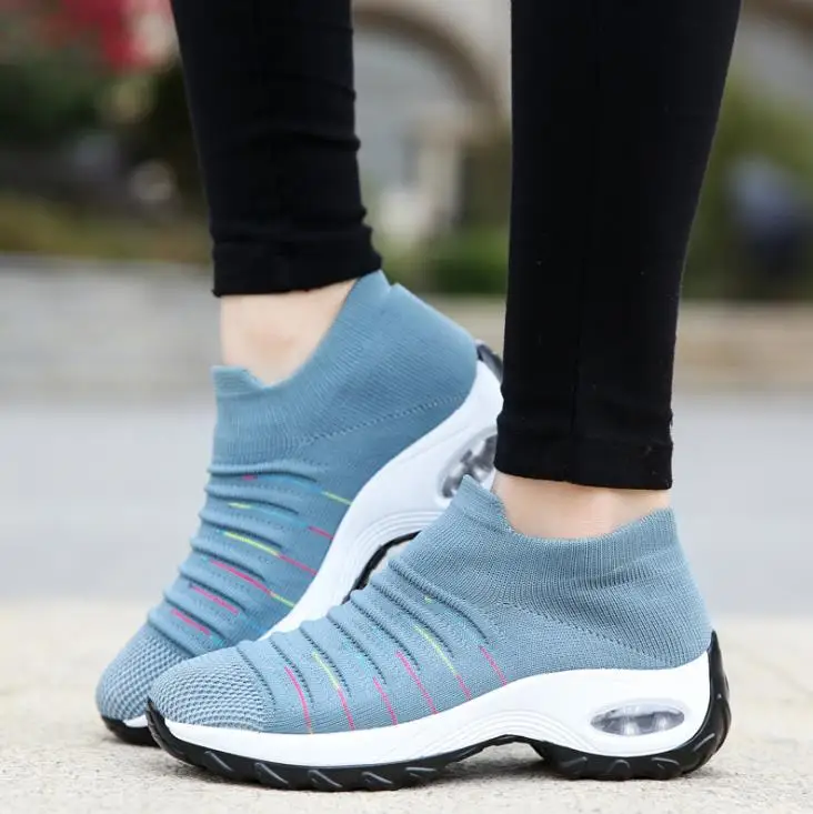 

Fashion women's shoes air cushion flying woven sports shoes overfoot shoes fashion casual shoes socks shoes ZZ224