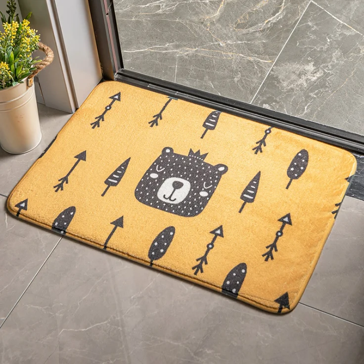 

Square Cartoon Geometric Pattern Carpet Bathroom Kitchen Non-slip Floor Mat Home Entry Carpet Living Room Bedroom Decorative Rug