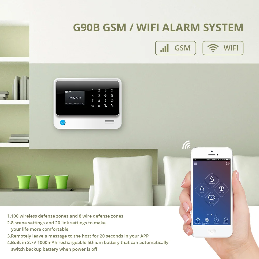 FUERS Беспроводная 3G G90B GSM WIFI система охранной сигнализации IOS Android приложение
