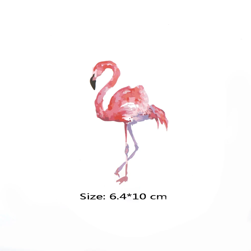 

1Pc Pink Color Washable Flamingo Patches For Clothes Iron On Transfers Patch A-level Clothes Stickers Heat Press Appliqued